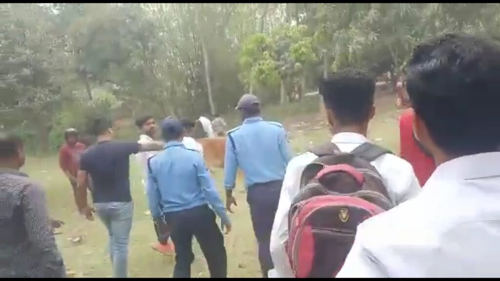Trouble between candidates of two schools before commencement of examination; At the stress testing center