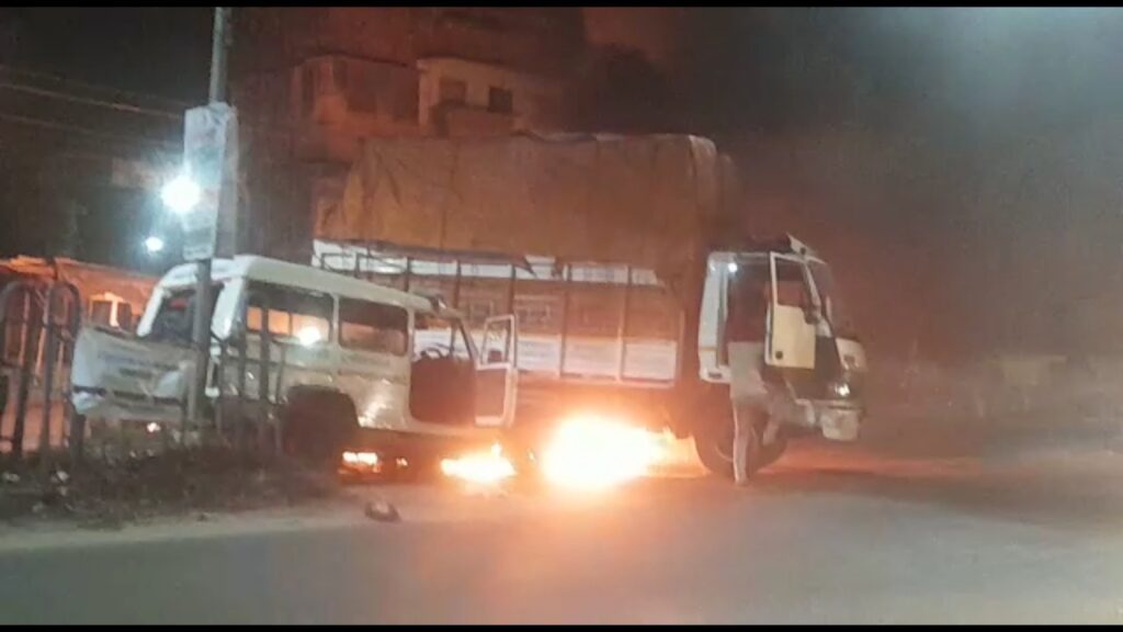 An ambulance and a lorry collided on BT Road both vehicles on fire