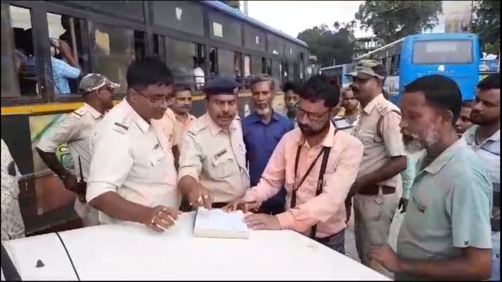 There is a stir in Jalpaiguri town over the recovery of ganja from a government bus