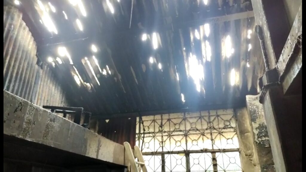 A fire broke out in a cloth shop in the city market of Kanchrapara early in the morning