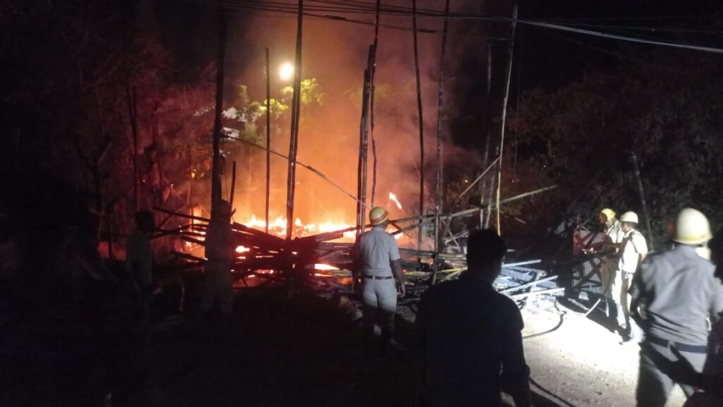 In the evening of Panchami the ashes of the Puja Mandap were burnt