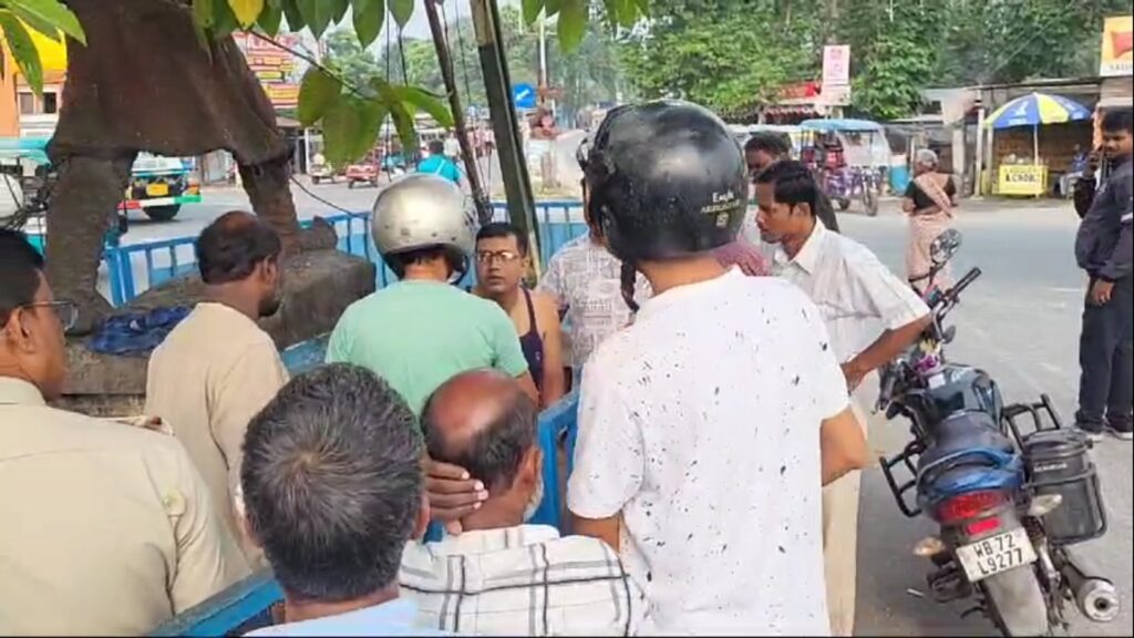 Bike hit by bus at Jalpaiguri Gosala intersection
